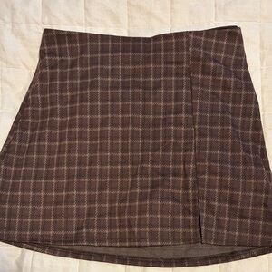American Eagle Outfitters Checkered Mini Skirt - Dark Brown